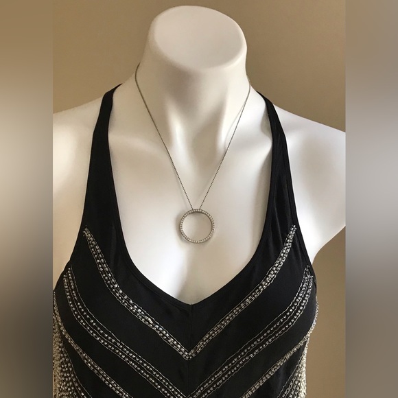 Madison Marcus Black & Silver Silk Beaded Mini Dress Sz. XS - Picture 6 of 14